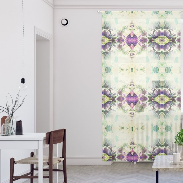 Abstract Purple Green and White Pattern II Curtain (Living Room)