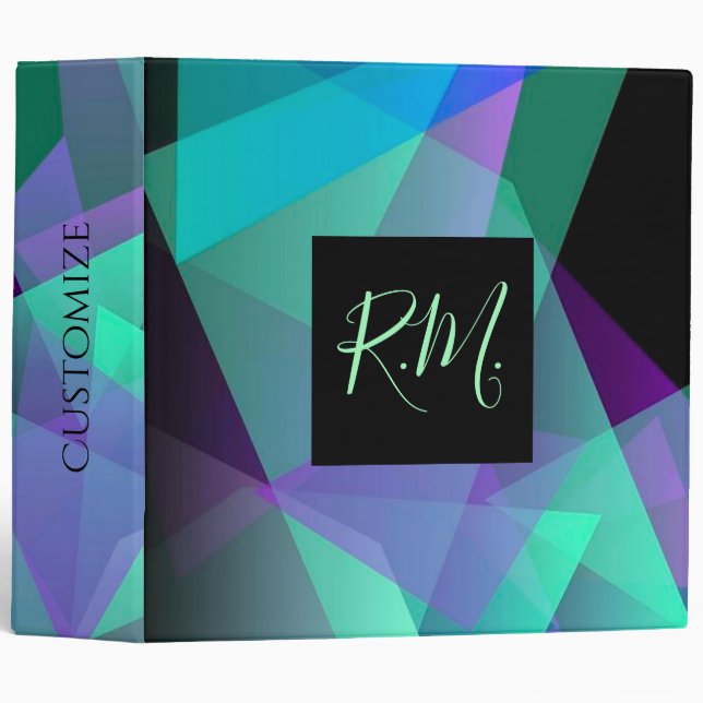 Abstract Purple & Green Monogram Binder 2 (Front/Spine)