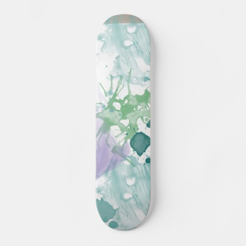 Abstract Purple Green Paint Skateboard Deck