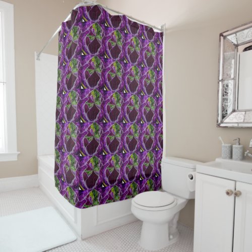 Abstract Purple  Green Shower Curtain