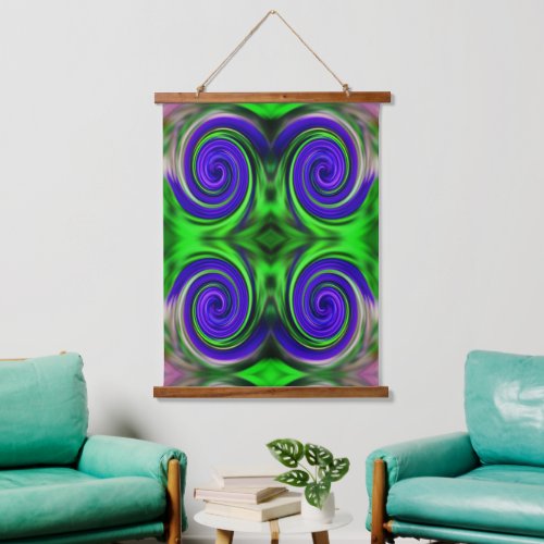 Abstract Purple Green Swirls Colors  Hanging Tapestry