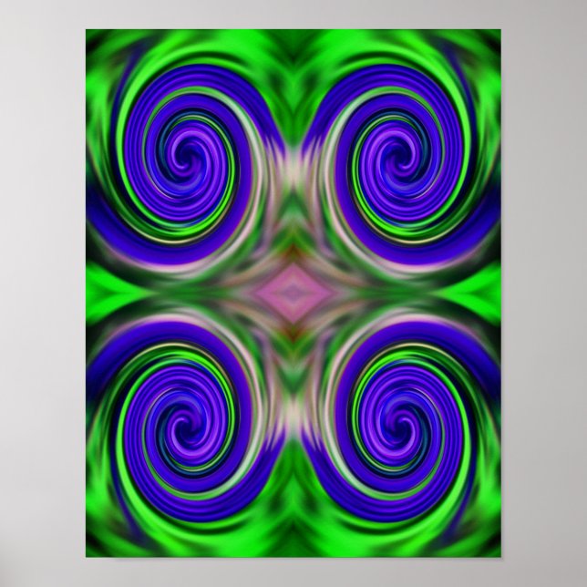 Abstract Purple Green Swirls Colors  Poster (Front)