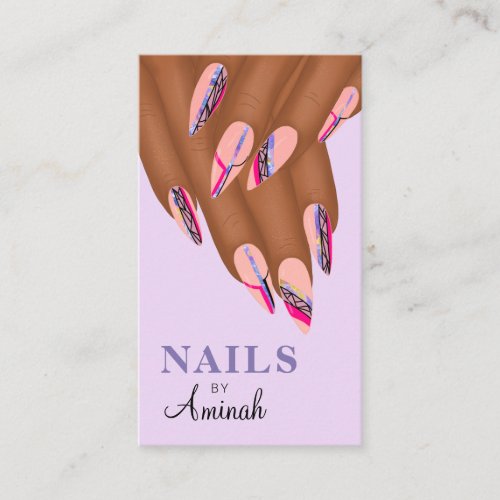 Abstract Purple Hands Nail Artist Business Card