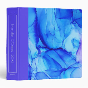 Abstract Purple Indigo Swirls Custom Alcohol Ink 3 Ring Binder