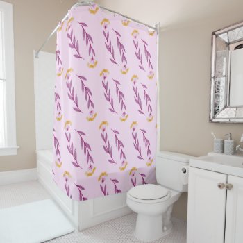 Abstract Purple Leaf Pattern Shower Curtain by angelandspot at Zazzle