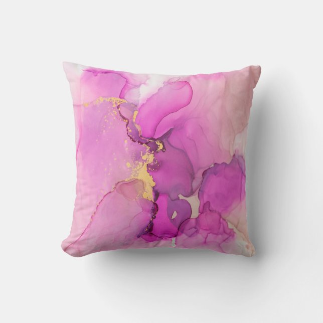 Abstract purple,  lilac,  pink,  gold background,  throw pillow (Front)