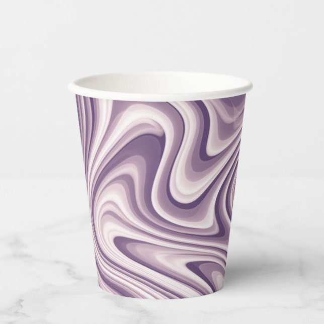 Abstract Purple Liquid Marble Paper Cups (Front)