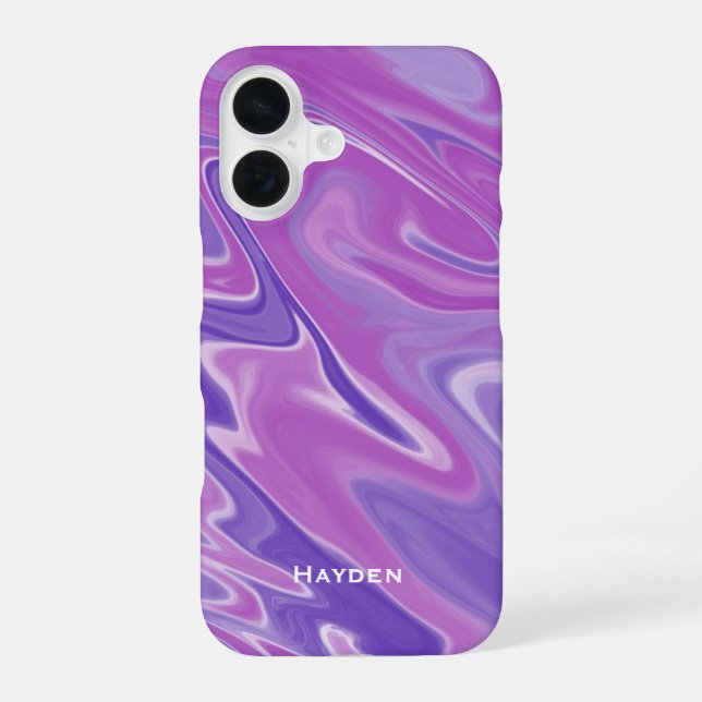 Abstract Purple Liquid Marble Personalised iPhone Case (Back)