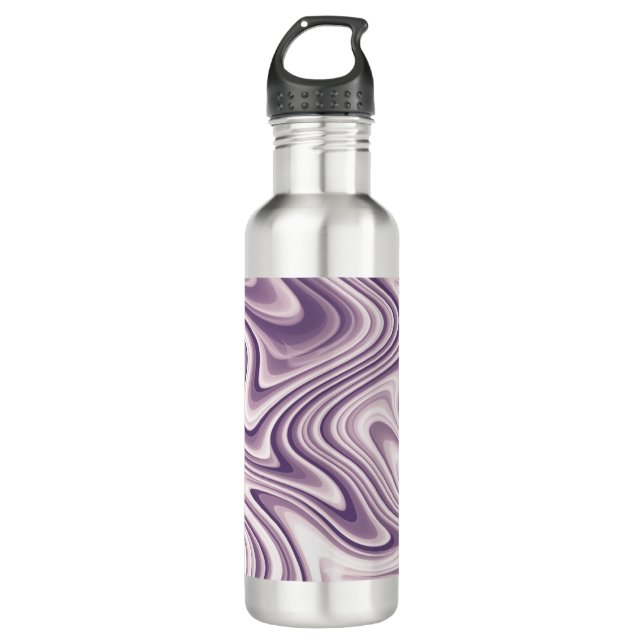 Abstract Purple Liquid Marble Stainless Steel Water Bottle (Front)