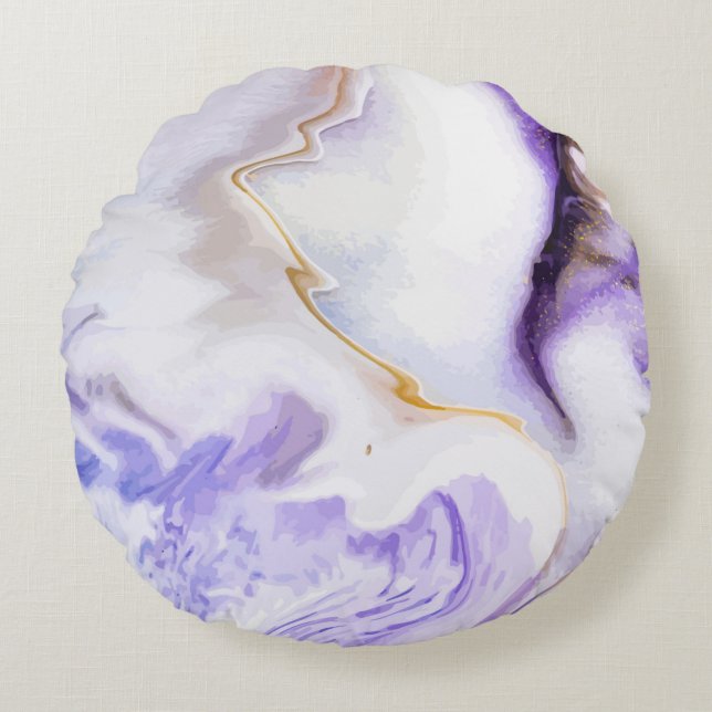 Abstract purple marble round pillow (Front)