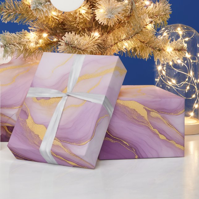 Abstract Purple Marble Wrapping Paper (Holidays)