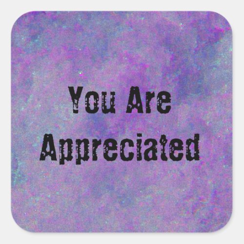 Abstract Purple Marbled Thanks You Are Appreciated Square Sticker