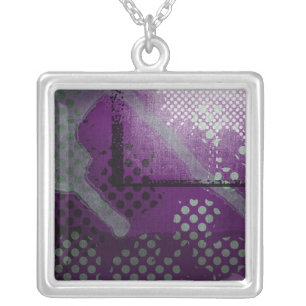 Abstract Purple Metallic Grunge Necklace