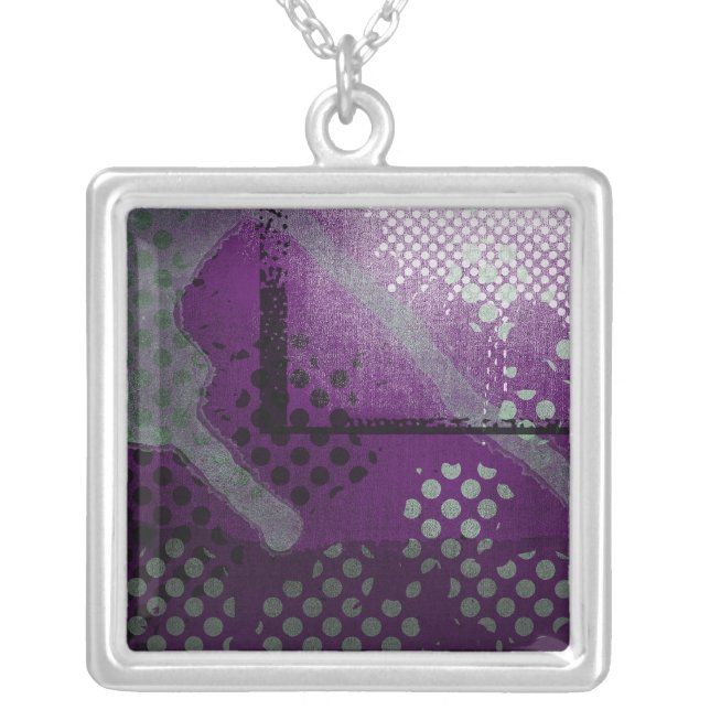 Abstract Purple Metallic Grunge Necklace (Front)