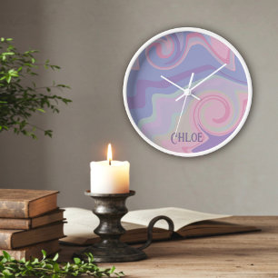 Abstract Purple Modern Personalized Inspirivity Clock