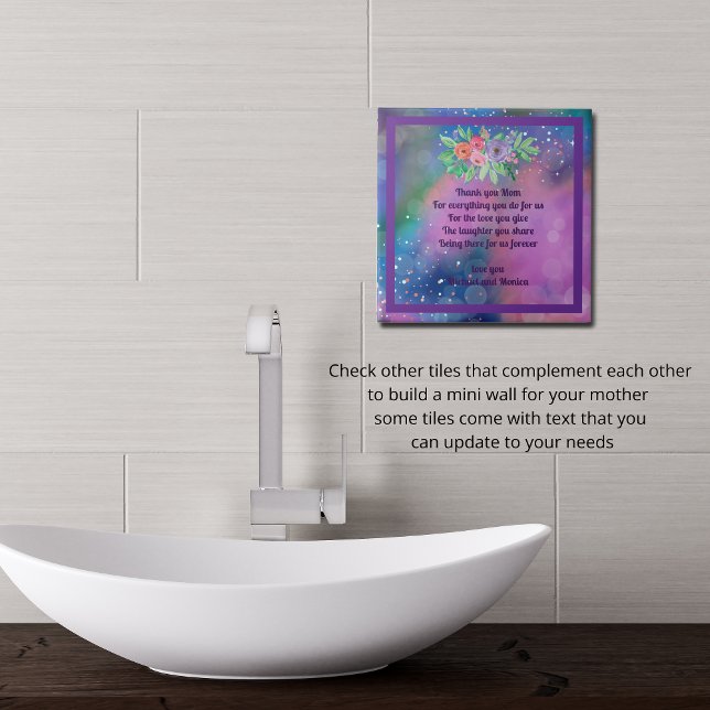  Abstract Purple  Mom Custom Note Ceramic Tile (Creator Uploaded)