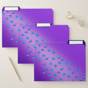 Abstract Purple Moonbeams and Butterflies File Folder
