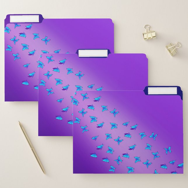 Abstract Purple Moonbeams and Butterflies File Folder (Set)