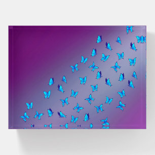 Abstract Purple Moonbeams and Butterflies Paperweight