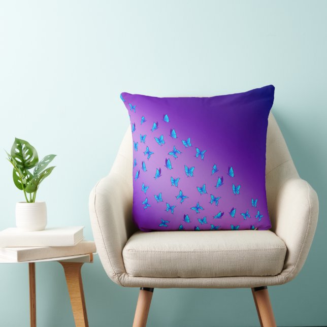 Abstract Purple Moonbeams and Butterflies  Throw Pillow (Chair)