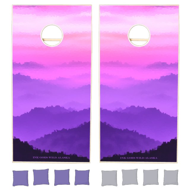 Abstract Purple Mountains - Corn Hole Game (Set)
