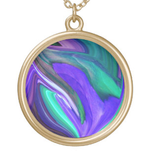 Abstract Purple N Teal Leaf Necklace