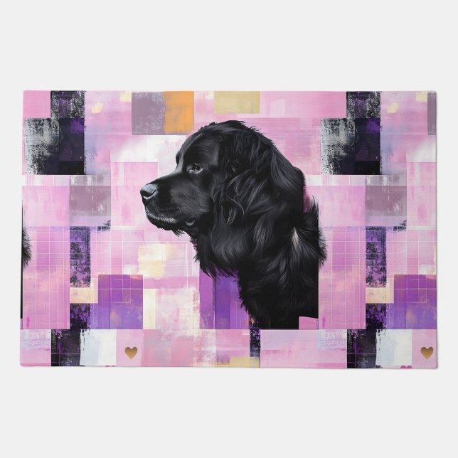Abstract purple Newfie  Doormat (Front)