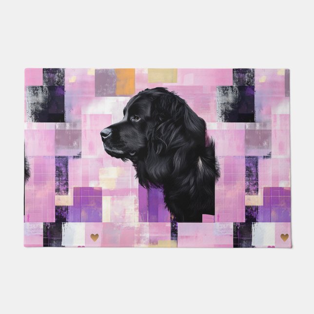 Abstract purple Newfie  Doormat (Front)