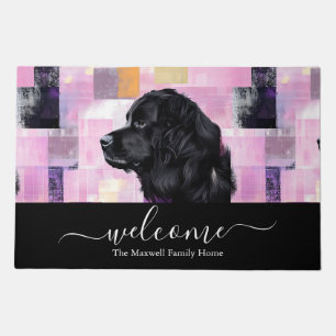 Abstract purple Newfie welcome name Doormat