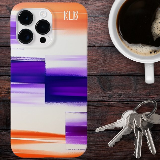 Abstract Purple, Orange & White Geometric Monogram Case-Mate iPhone Case (Creator Uploaded)