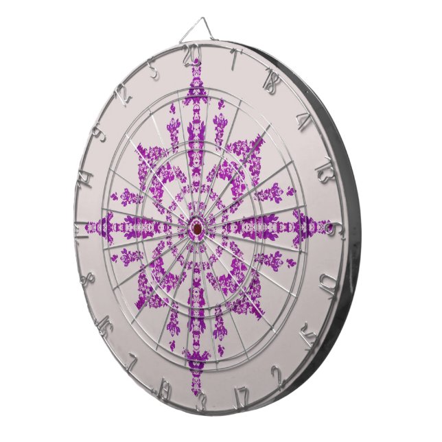 Abstract Purple Orchid Flower Design Pattern Art Dart Board (Front Right)