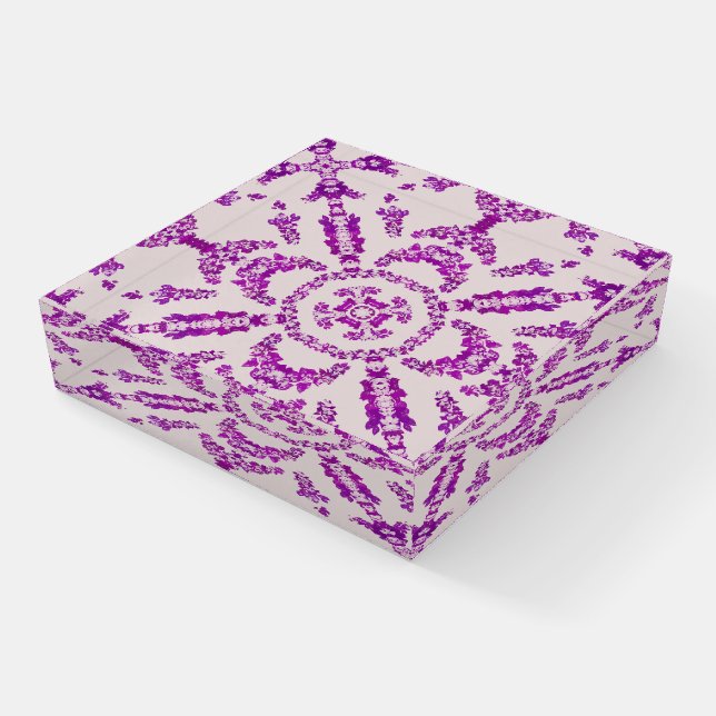 Abstract Purple Orchid Flower Design Pattern Art Paperweight (Angled)