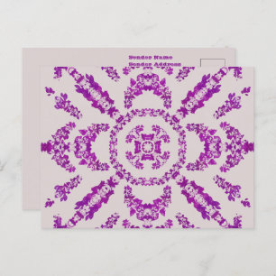 Abstract Purple Orchid Flower Design Pattern Art Postcard