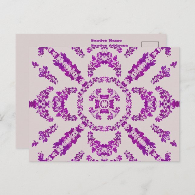 Abstract Purple Orchid Flower Design Pattern Art Postcard (Front/Back)