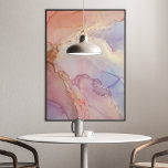 Abstract Purple Peach Gold Alcohol Ink Poster<br><div class="desc">A beautiful abstract by international abstract artist Pauline Benjes. This piece is made of amethyst, salmon and brass. These beautiful colors blend and flow into each other with ease. A dramatic piece for a sophisticated living space. See our collections for more beautiful abstract art. Abstract Purple Peach Gold Alcohol Ink...</div>