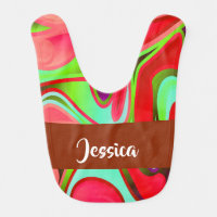 Abstract purple, pink and brown baby bib