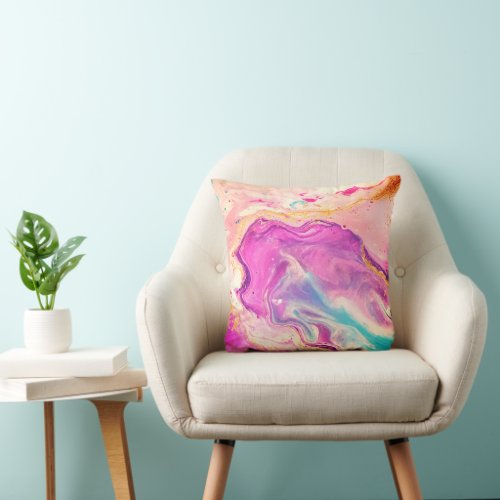 Abstract Purple Pink Modern Fine Art Swirl Throw Pillow