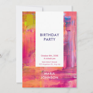 Abstract Purple pink Paint Invitation