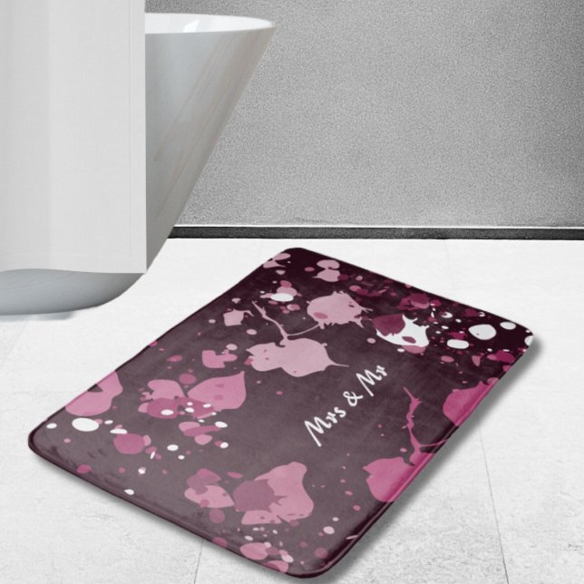 Abstract Purple Pink Paint Splatter Splash Drops Bath Mat (Abstract Purple Pink Paint Splatter Splash Drops Bath Mat)