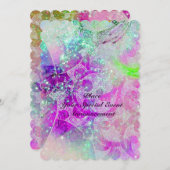 ABSTRACT PURPLE PINK TEAL BLUE WAVES  IN SPARKLES INVITATION (Front/Back)