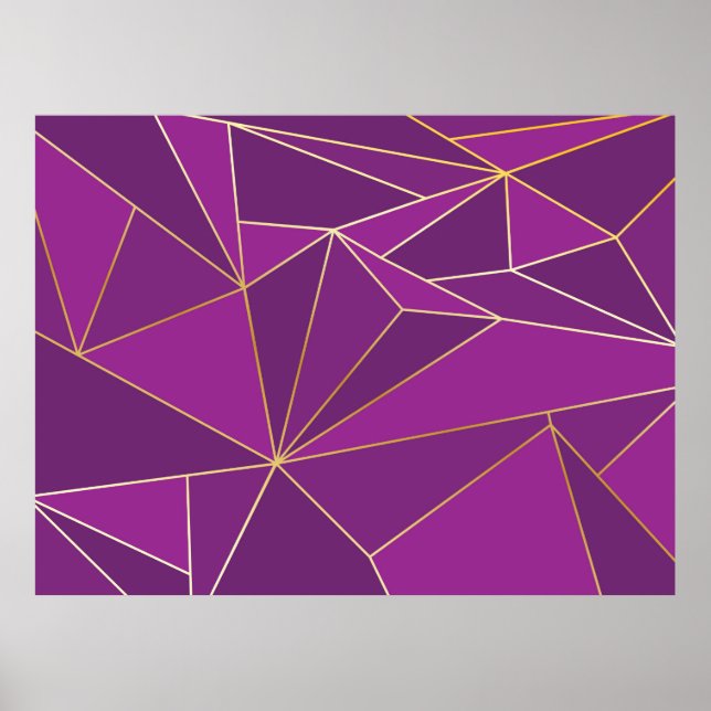 Abstract purple polygon artistic geometric with go poster (Front)