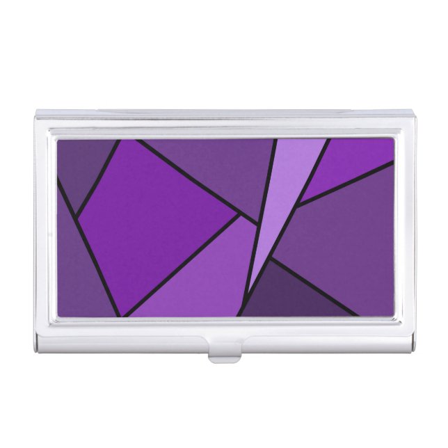 Abstract Purple Polygons Business Card Holder (Front)