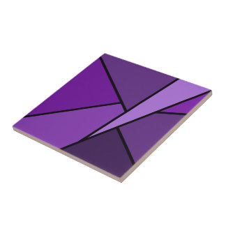 Abstract Purple Polygons Ceramic Tile