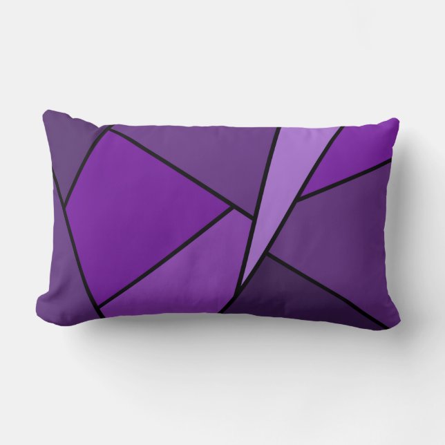 Abstract Purple Polygons Lumbar Pillow (Front)