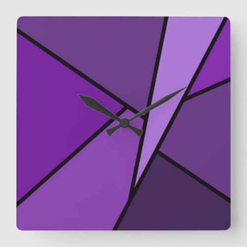 Abstract Purple Polygons Square Wall Clock