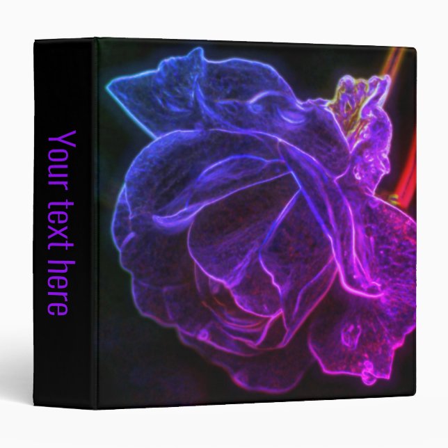 Abstract Purple Rose Fantasy Flower Art 3 Ring Binder (Front/Spine)