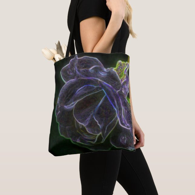 Abstract Purple Rose Fantasy Flower Art Tote Bag (Close Up)