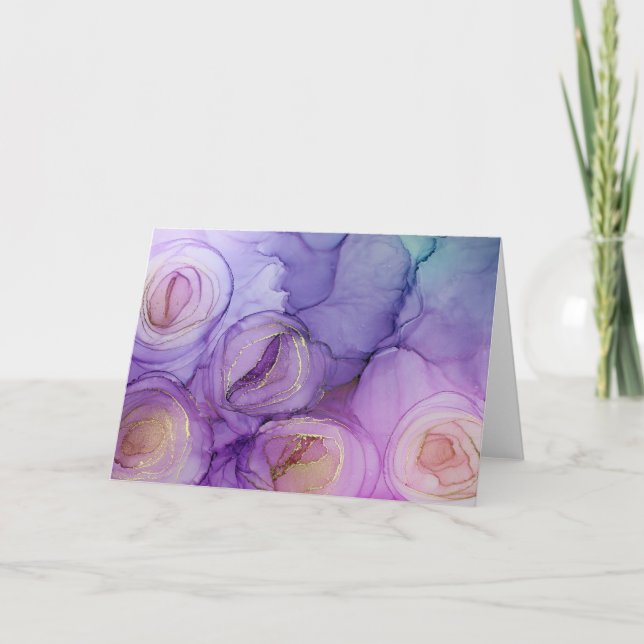 Abstract Purple Roses Blank Notecard (Front)