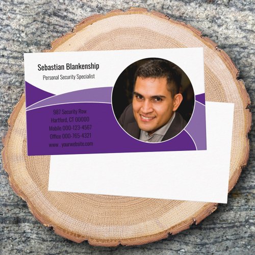 Abstract Purple Security Professional Custom Photo Business Card