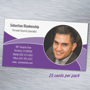 Abstract Purple Security Professional Custom Photo Business Card Magnet